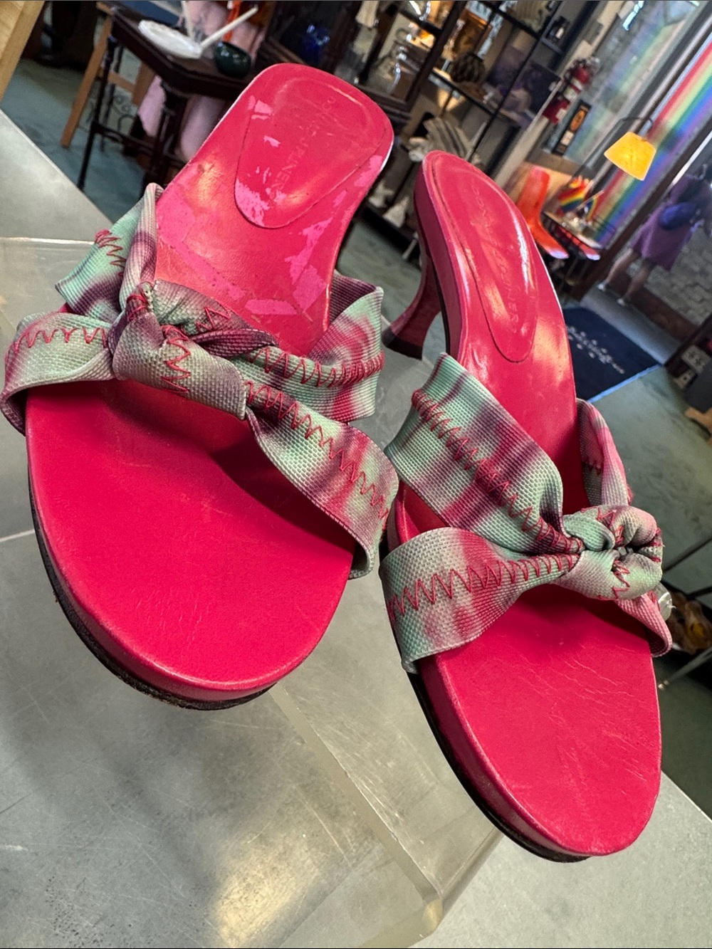Donald Pliners Hot Pink Knot Slide Sandals (Made in Spain) 5.5